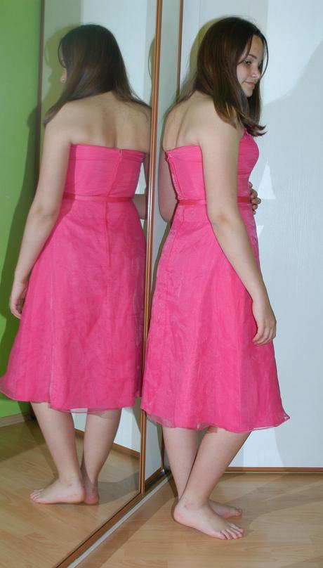 Slavnostní společenské růžové šaty i do tanečních, 36