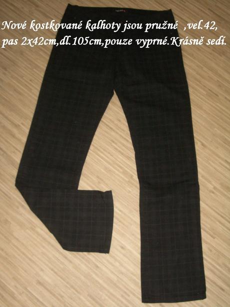 Kalhoty kostkované vel.42, 42
