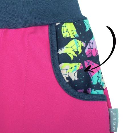Holčičí softshellové kalhoty unuo s fleecem růžové, unuo,128 / 134