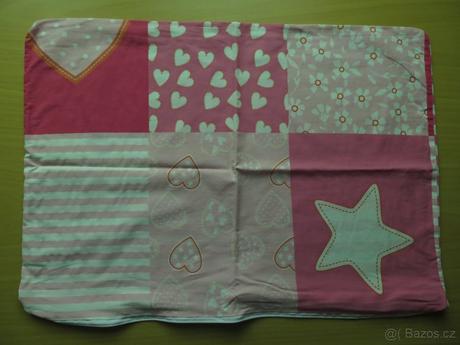 Povlečení růžovo-bílé, šířka (cm): 135,délka (cm): 90