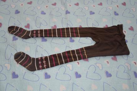 104 110 hnědé punčocháče s kytičkami, lupilu,110