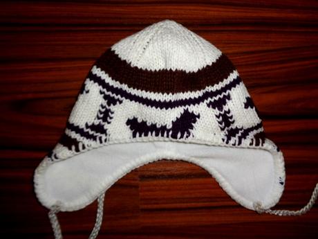 Krásná bílá zimní vyplétaná čepice-s flízem 62/68, 62