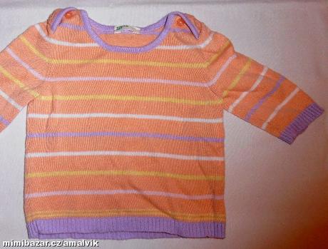 G111. lososový úpletový svetřík 0-3 měs., benetton,56