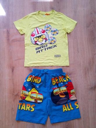 Komplet angry birds - tričko + kraťasy vel 128, 128