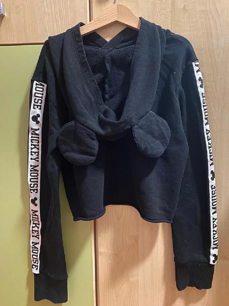 Černá mickey mouse mikina 146/152, h&m,146