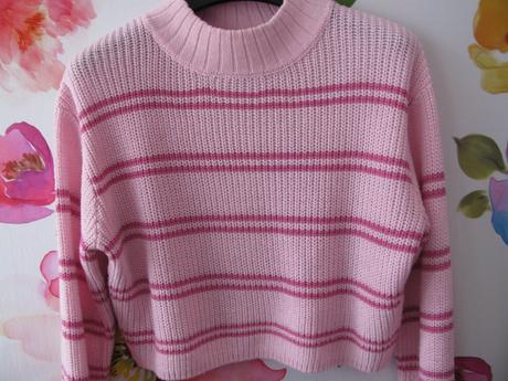 Krásný růžový crop top svetr h&m, h&m,152
