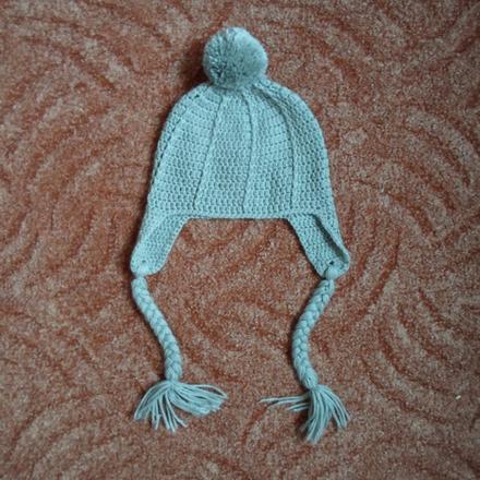 Šedá zimní čepice čepička ušanka háčkovaná, 110