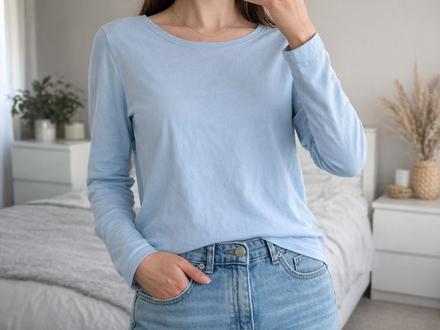 Světle modré basic tričko janina, vel. l, l