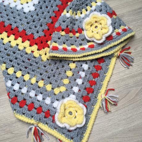 Jarní/podzimní set šátku a čepičky, 140
