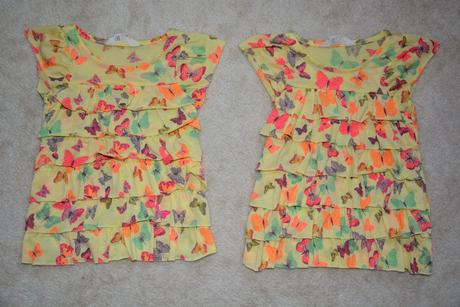 Tuniky s volánky třeba pro dvojčata, h&m,110
