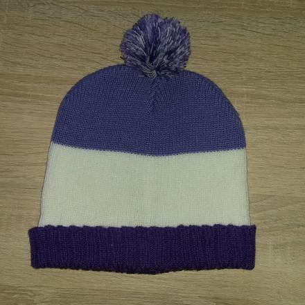 Fialová pruhovaná čepice s bambulí vel. 98, 98