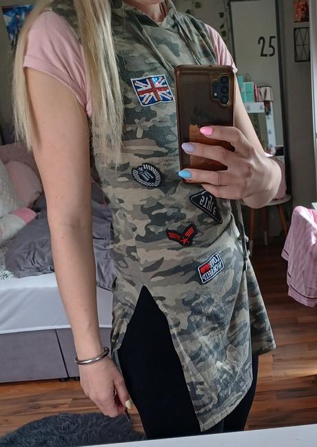 Maskáčové šaty tunika s kapucí 158/164, xs/s, 164