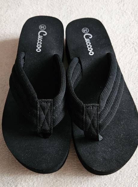 Dívčí letní pantofle, žabky, černé, vel.36, 36