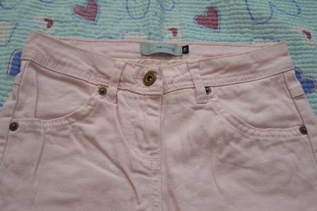 128 růžové / lososové džíny, rifle, riflíky, debenhams,128