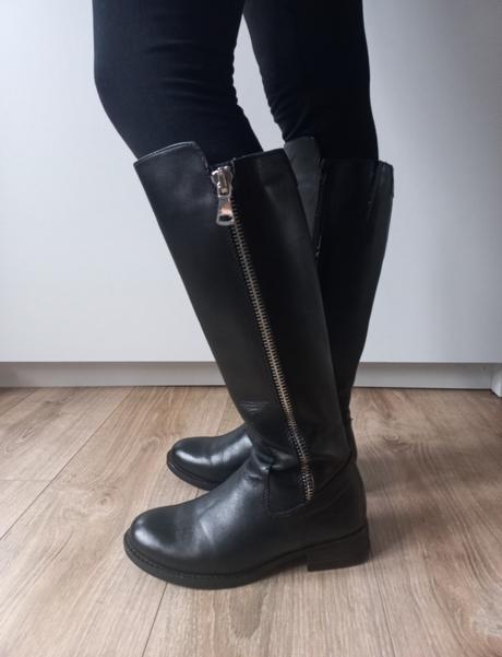 Celokožené kozačky na zip, vel. 36, 36