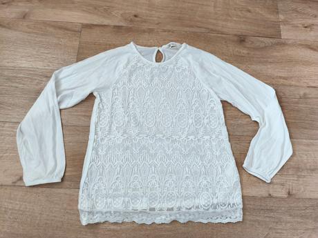 Bílé triko s krajkou 140, h&m,140