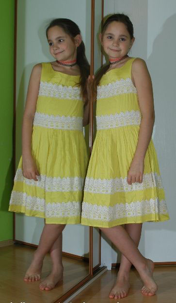 Bavlněné žluté letní šaty, 164