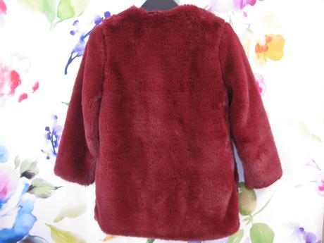 Dívčí vínová bunda z umělé kožešiny vel.6-7 let, primark,122