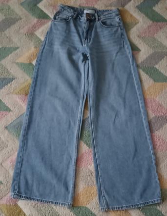 Moderní široké rifle zn.bershka vel.xs/s+mikina, bershka,xs