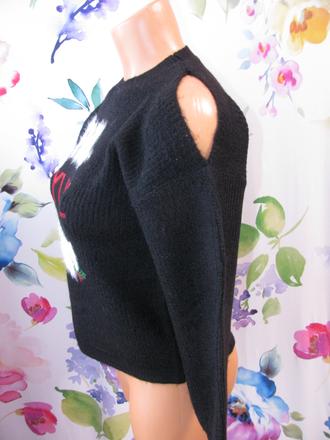 Černý dívčí svetr, vánoční motiv, 140