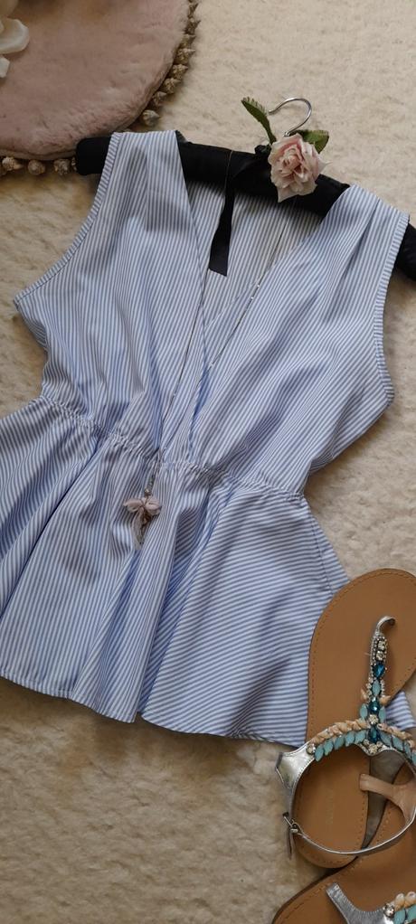 Melitea pruhovaný elegantní peplum top, m