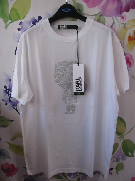 Bavlněné bílé tričko s potiskem karl lagerfeld, xl