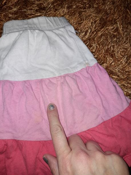 Tříbarevná růžová sukýnka na holku nošená, 116