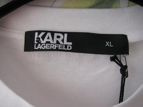 Bavlněné bílé tričko s potiskem karl lagerfeld, xl