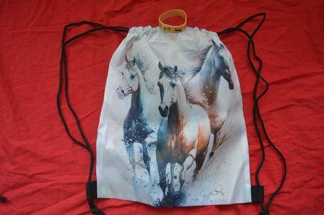 Vak- pytlík  na záda s koníky+ náramek s koníky, 