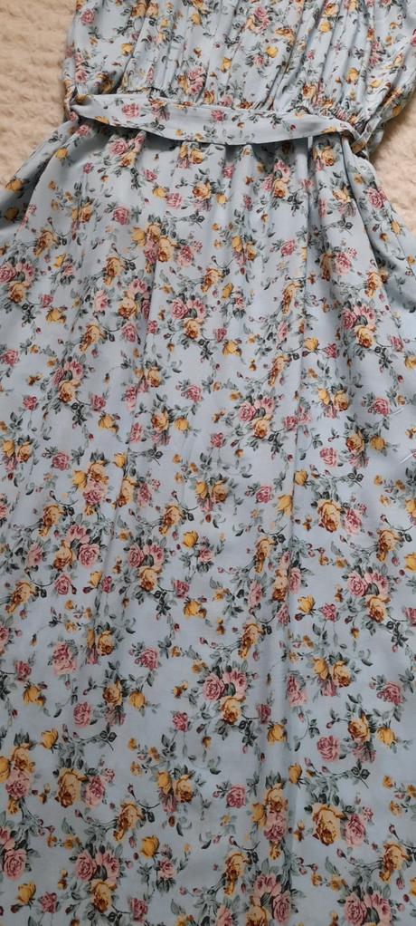 Květinové dlouhé šaty s páskem, l