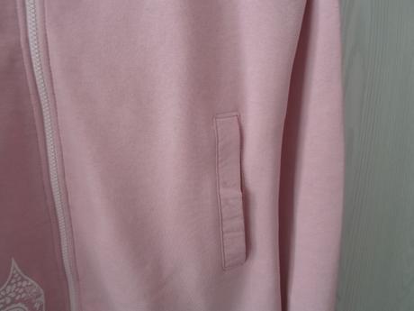 Růžová dlouhá mikina na zip s kapucí, s