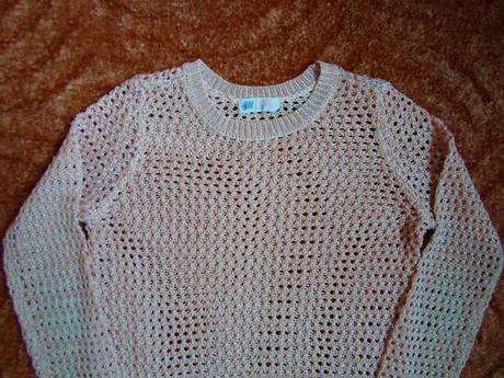 Růžový meruňkový svetr svetřík, h&m,134