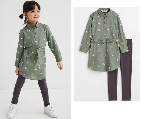 Holčičí komplet h&m košilové šaty + legíny vel.110, h&m,110