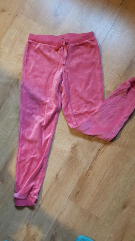 2x krásné pohodlné sametové tepláky modré a růžové, benetton,128