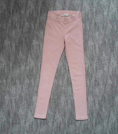 Růžové legíny tregíny džegíny kalhoty skinny, h&m,158