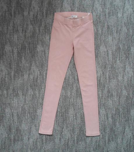Růžové legíny tregíny džegíny kalhoty skinny, h&m,158