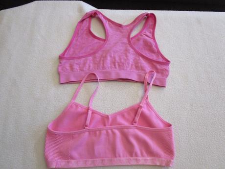 Růžová a fialová sportovní podprsenka, vel. 150, primark,152