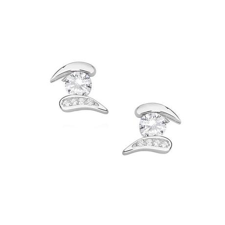 Stříbrné rhodionavé naušnice se zirkony,