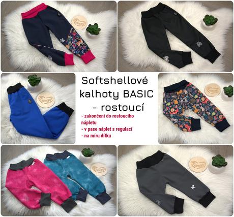 Rostoucí softshellové kalhoty - basic, vel. 80-158, 80 - 158