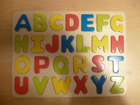 Dřevěné puzzle na desce,abeceda, 