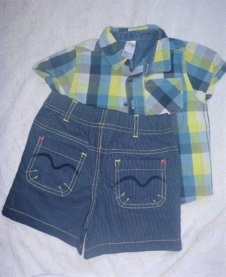 Super sada košile a kratáky na 6-9měsíců, zip zap,74