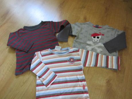 3x tričko s dlouhým rukávem, h&m,86