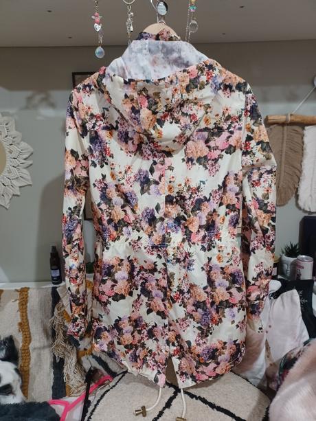 Lehká kytičková bunda parka větrovka, xs