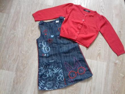 Souprava šaty a svetřik, next,98