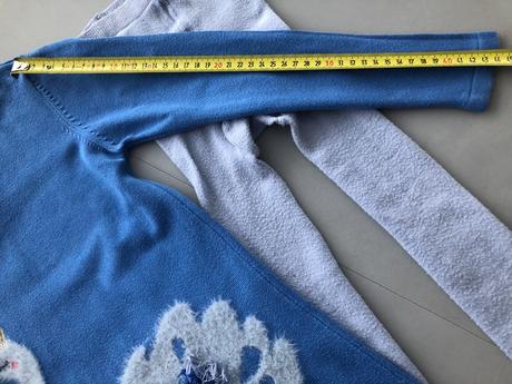Modré šaty+punčochy pletené 4-5let plameňák 110cm, marks & spencer,110