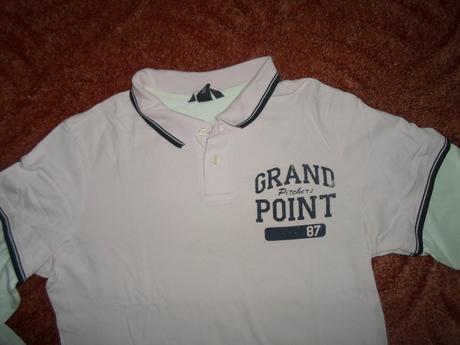 Bílé růžové polo tričko triko dlouhý rukáv, h&m,s