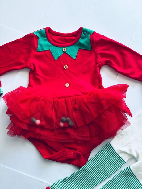 Body s punčochy vánoční - v.3/6 měs, 68