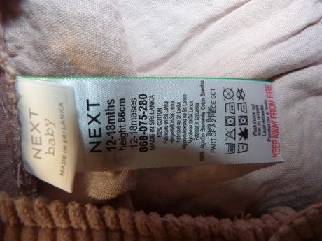 Next manšestrové laclíkové kalhoty vel. 86, next,86