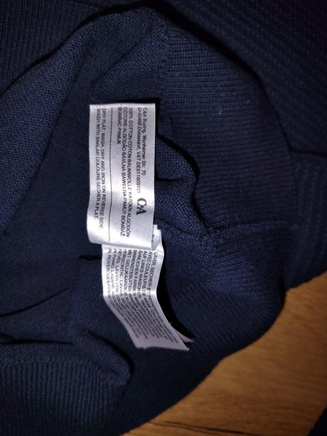 Chlapecký pletený svetr c&a 158/164 modrý/šedý, c&a,158