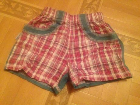Dívčí plátěné kraťasy kostičky vel. 80 - 86, 80